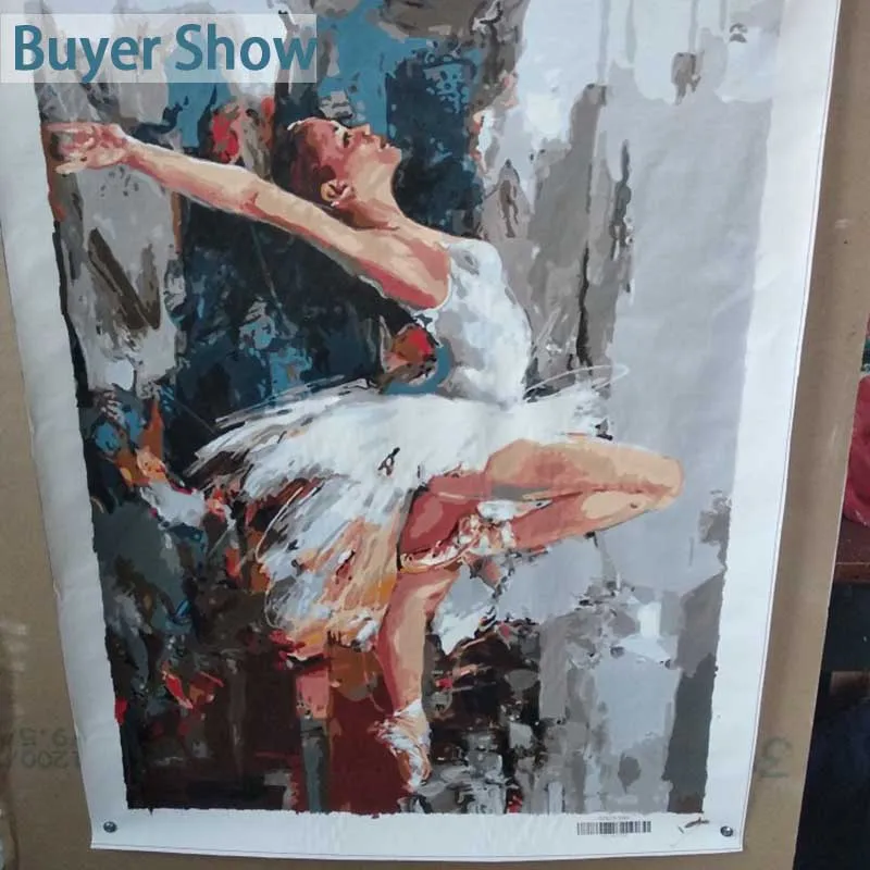 RUOPOTY Frame Ballet Dancer Figure DIY Painting By Numbers For Adults Diy Artcraft Oil Paints By Numbers Framed Drawing Artwork