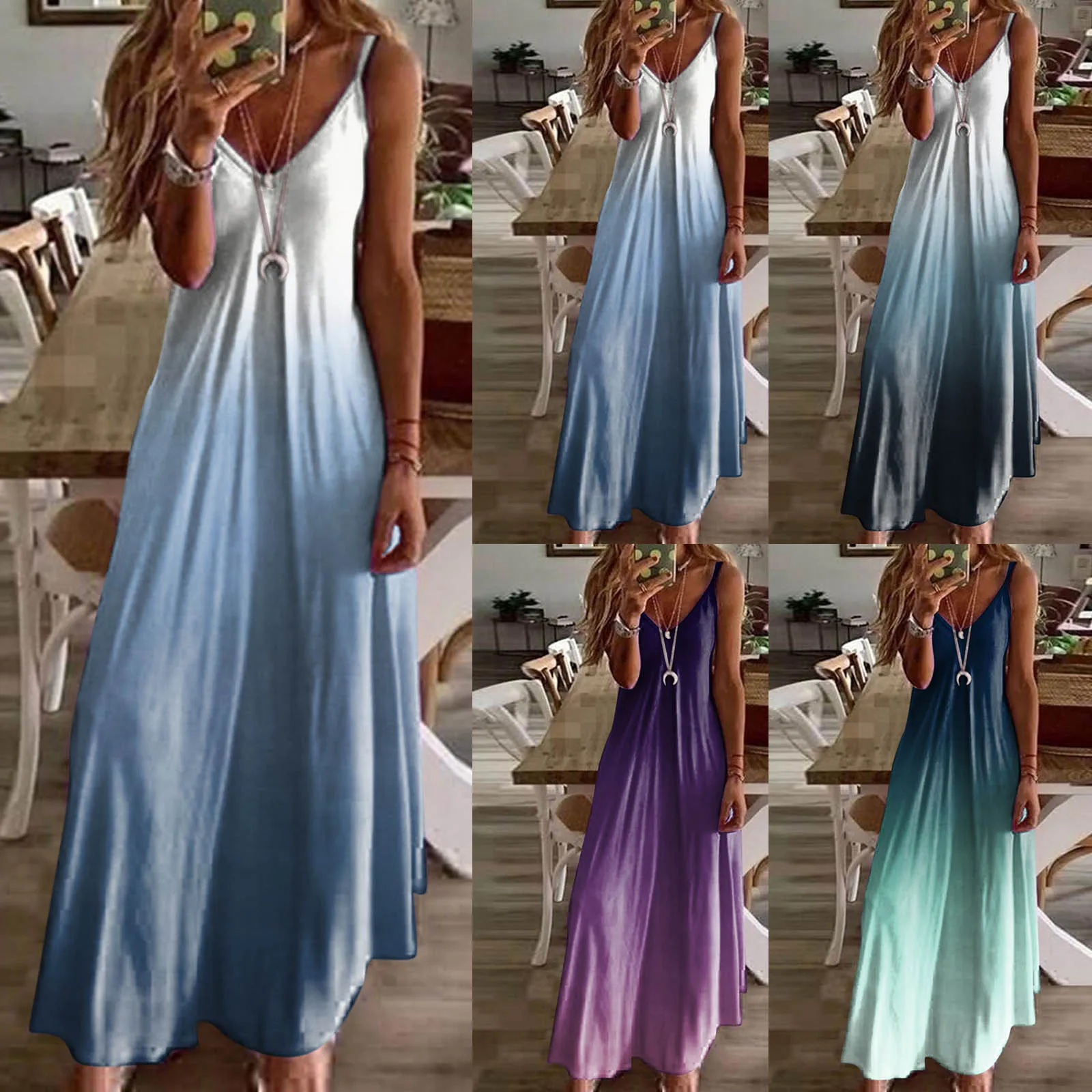 Top Long Dress Maxi Dresses For Women Summer Sleeveless Boho Sundress Casual V Neck Long Dresses Beach Beach T Shirts For Women