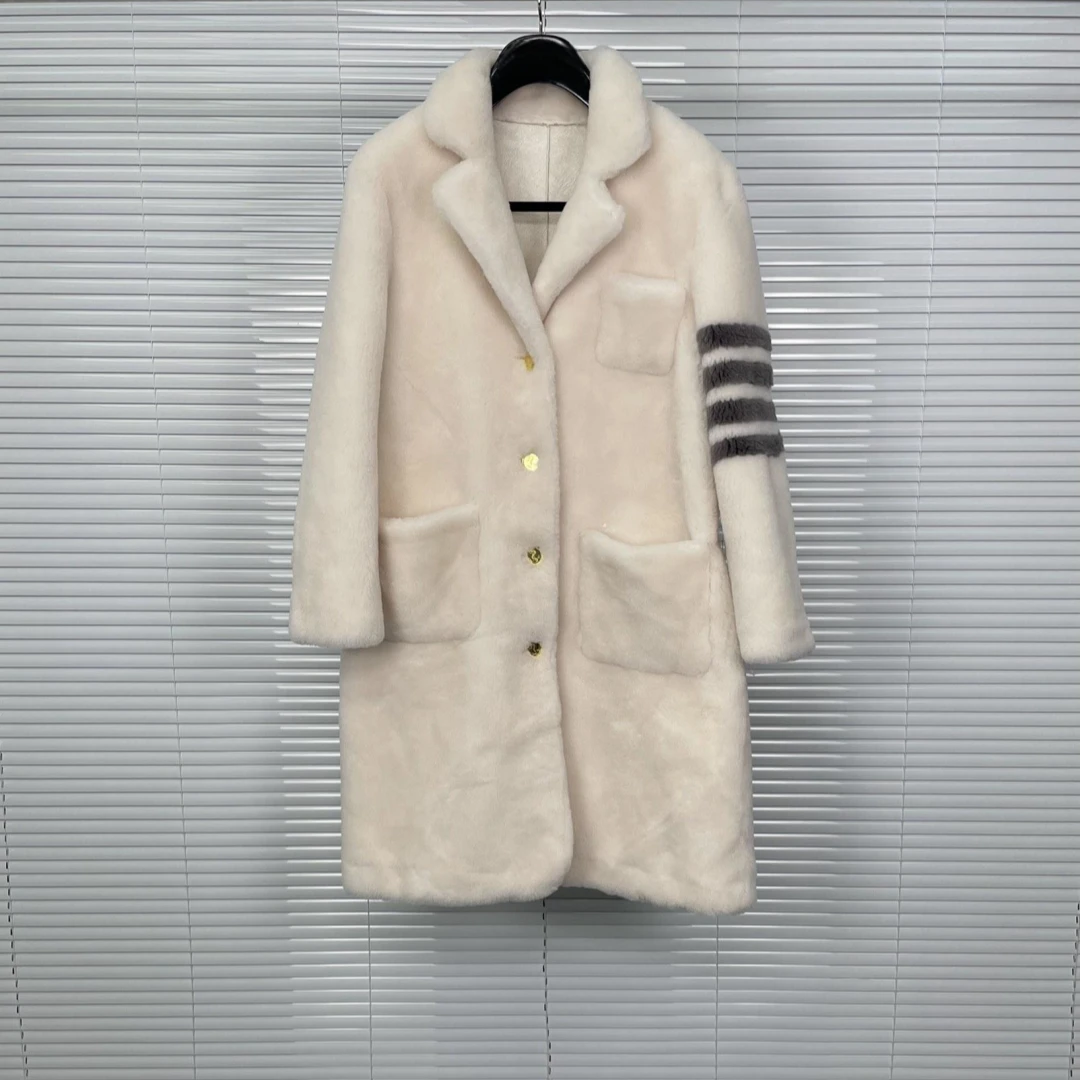 Winter TTb Coat Fashion Suit Collar Sheep-cut Coat In The Long Overcoat High Quality Male And Female Lamb Wool Women Coat