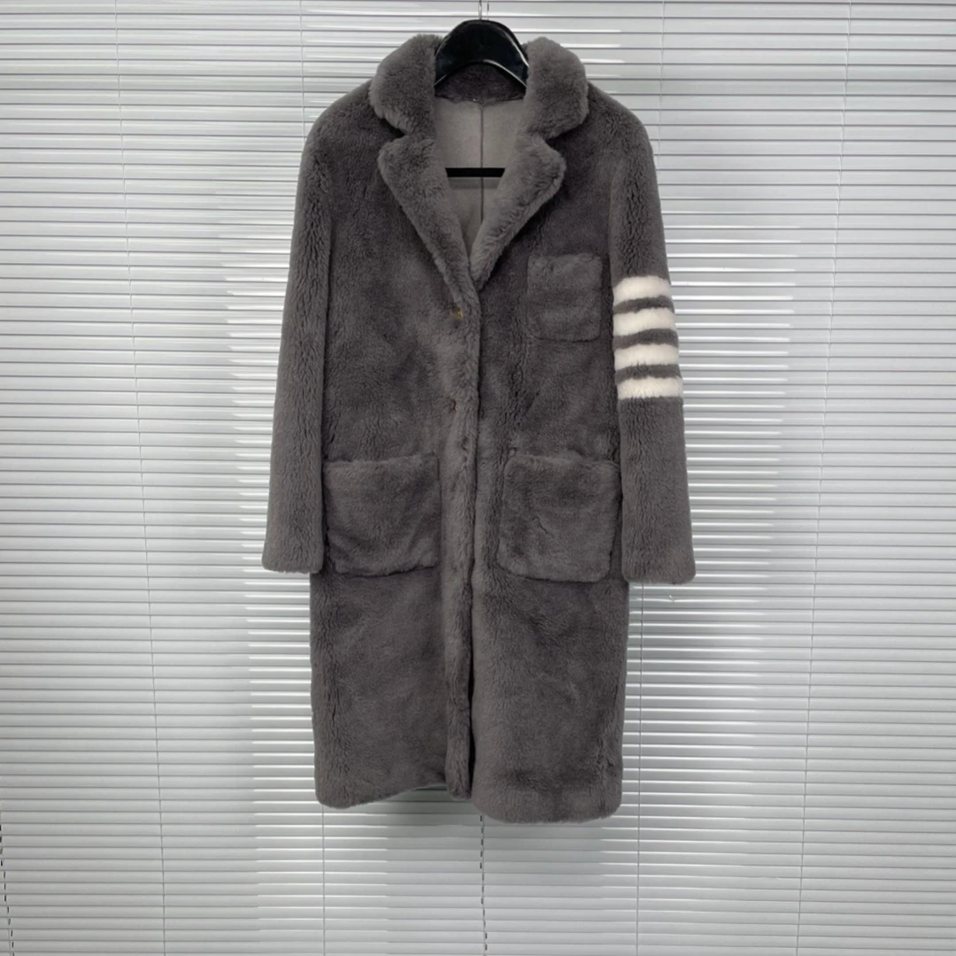 Winter TTb Coat Fashion Suit Collar Sheep-cut Coat In The Long Overcoat High Quality Male And Female Lamb Wool Women Coat