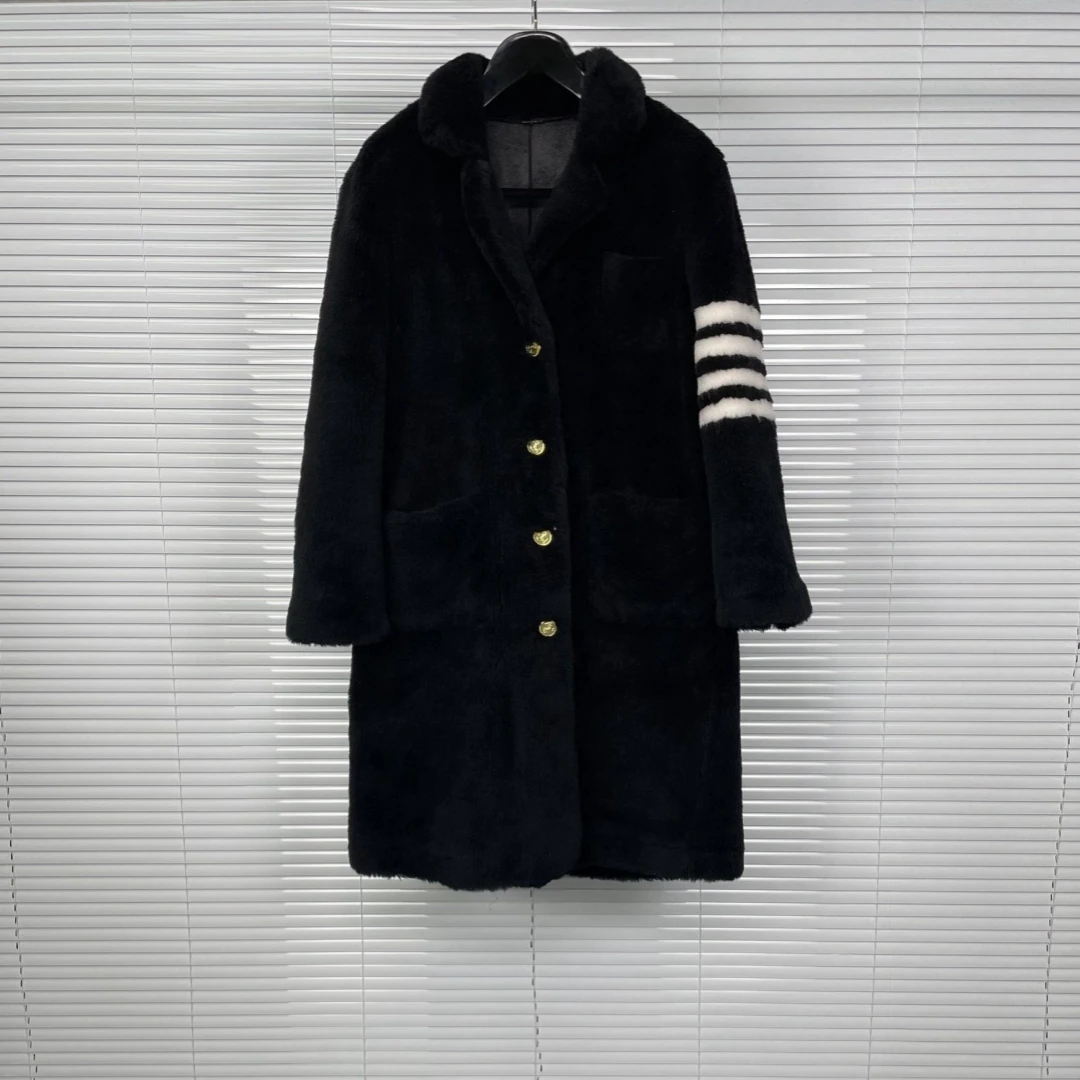 Winter TTb Coat Fashion Suit Collar Sheep-cut Coat In The Long Overcoat High Quality Male And Female Lamb Wool Women Coat