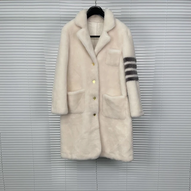 Winter TTb Coat Fashion Suit Collar Sheep-cut Coat In The Long Overcoat High Quality Male And Female Lamb Wool Women Coat