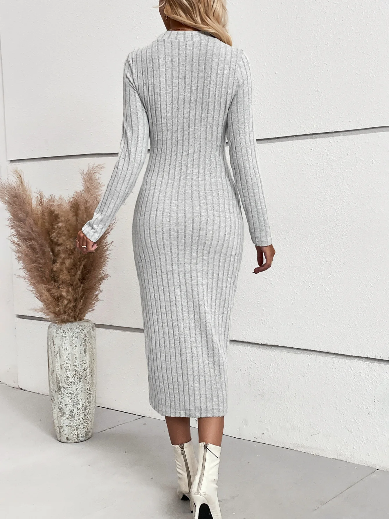 Women Sexy Knitted Dress O-neck Cotton Maxi Long Dresses Autumn Winter Full Sleeve Stretch Basic Bodycon Solid Sweater