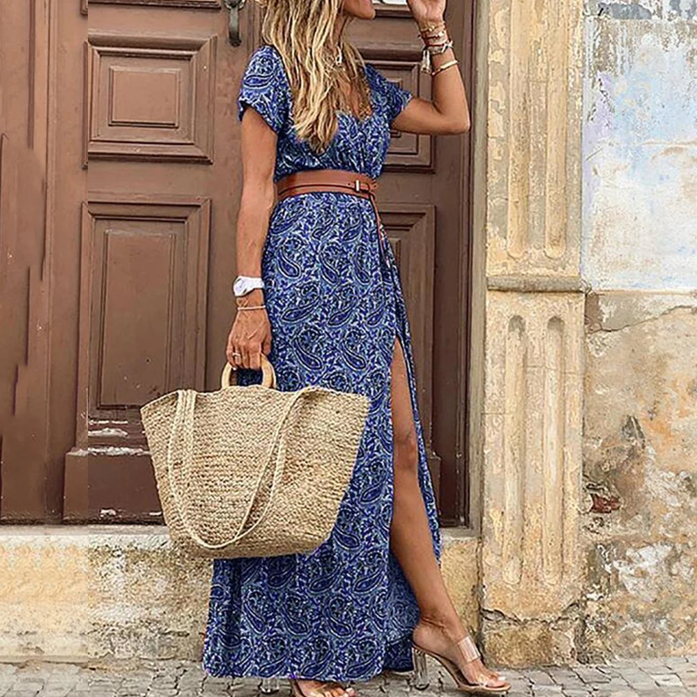 Long Dress for Women  Summer Beach Bohemian Dresses Vestido Casual Robe Female Clothing Y2K Floral Skirt Elegant Maxi Dress