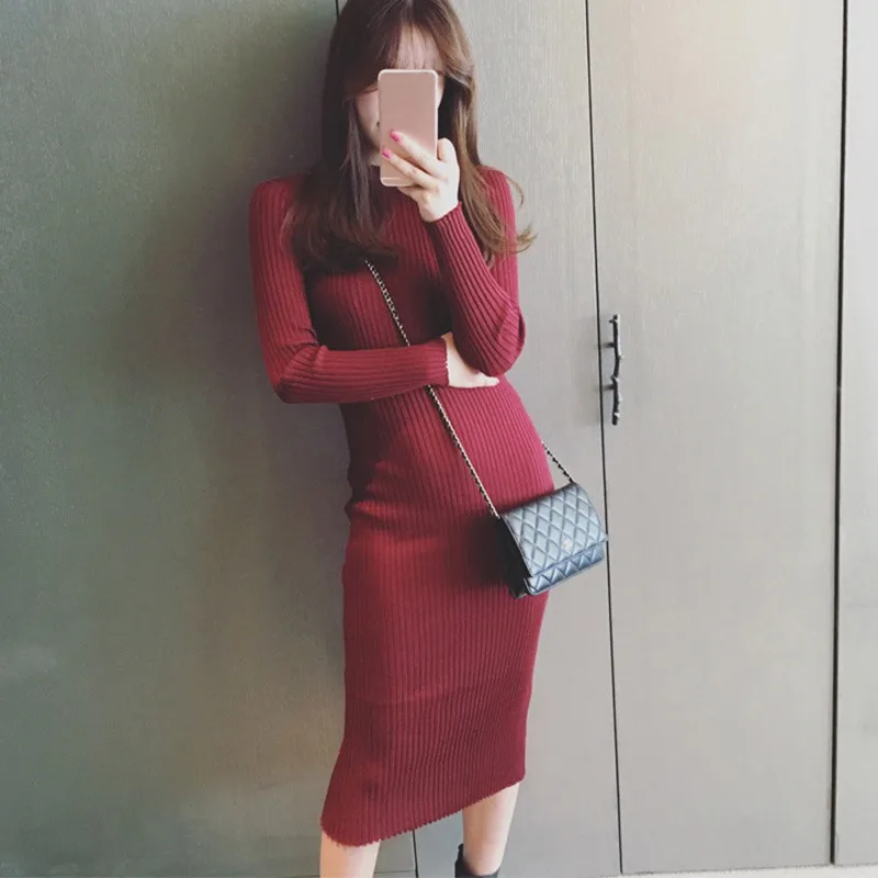 Women's Korean Version Slim High Neck Long Dress With Long Sleeves For Cocktail Party Tight Fitting Fan Dress