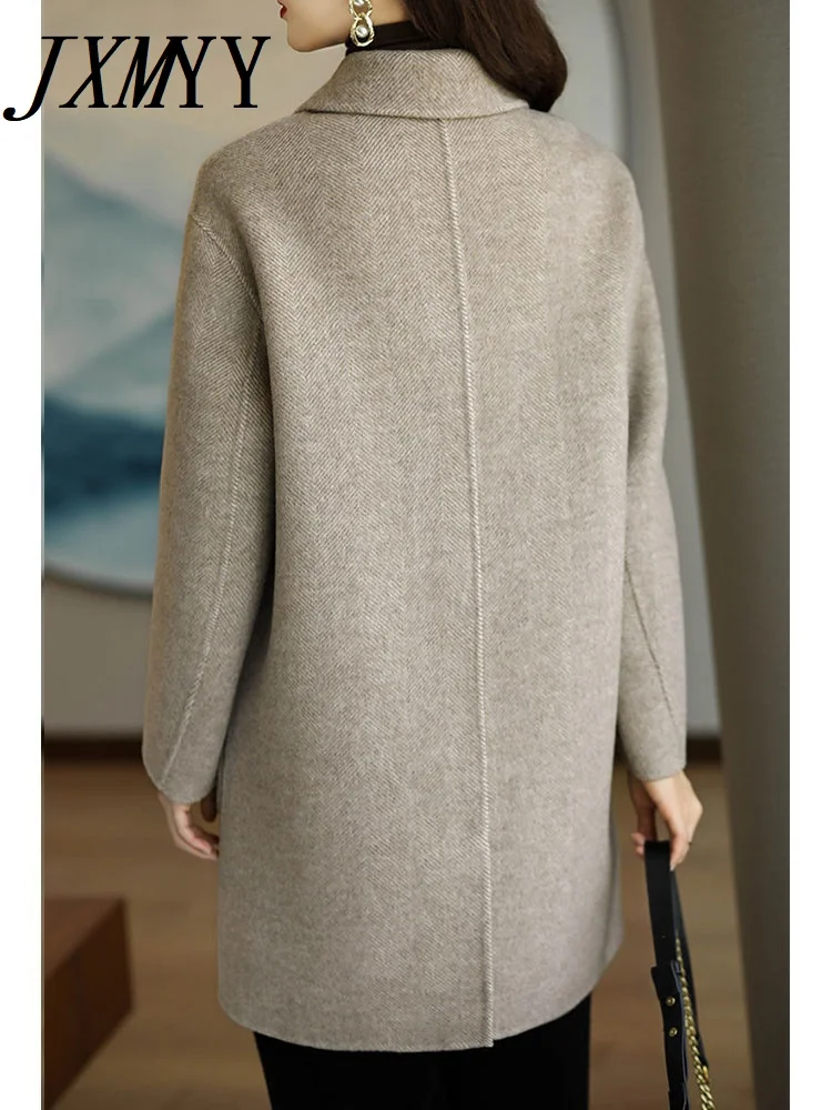 JXMYY Autumn And Winter Fashionable New Woolen Coat Age-Reducing And Thickening Medium And Long Loose Coat Women's ClothingProdu