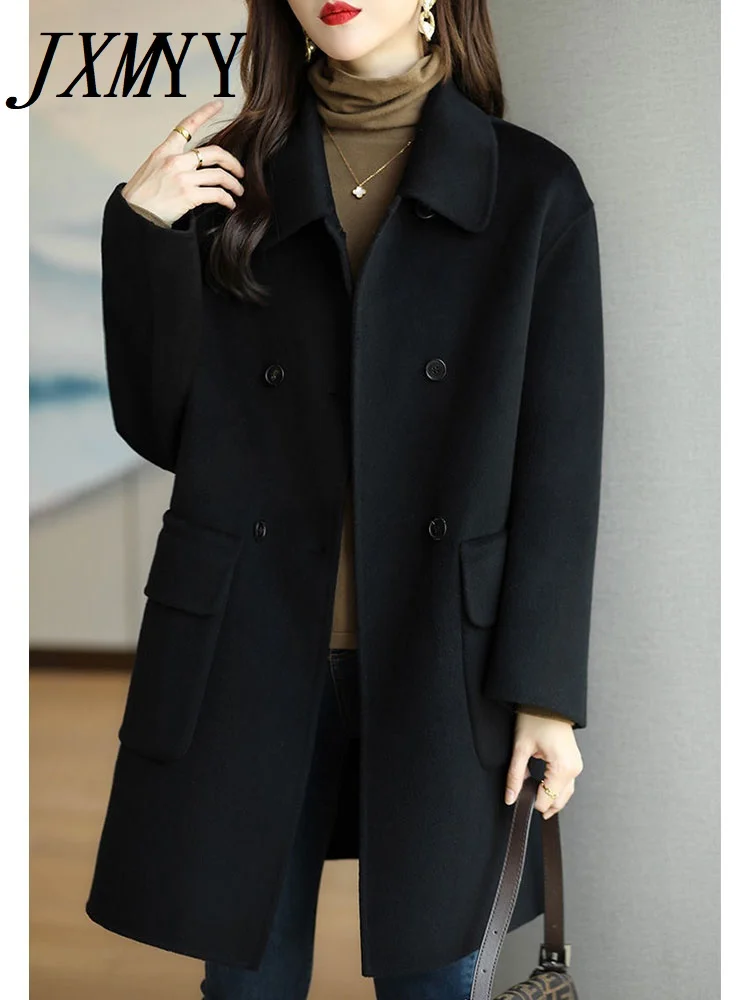 JXMYY Autumn And Winter Fashionable New Woolen Coat Age-Reducing And Thickening Medium And Long Loose Coat Women's ClothingProdu