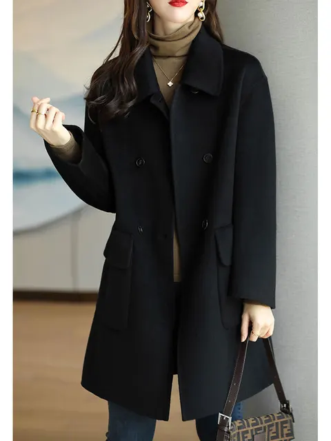JXMYY Autumn And Winter Fashionable New Woolen Coat Age-Reducing And Thickening Medium And Long Loose Coat Women's ClothingProdu