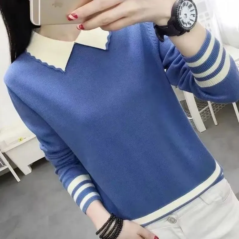 Autumn Spring Style Women Knitted Pullover Tops Lady Casual Zipper V-Neck Knitted Pullover Sweater DF4924