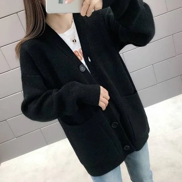 Sweaters Women Knitting Cardigans Casual Spring 2023 V-Neck Long Sleeve Daily Solid Mujer Clothes Single Breasted Brown College