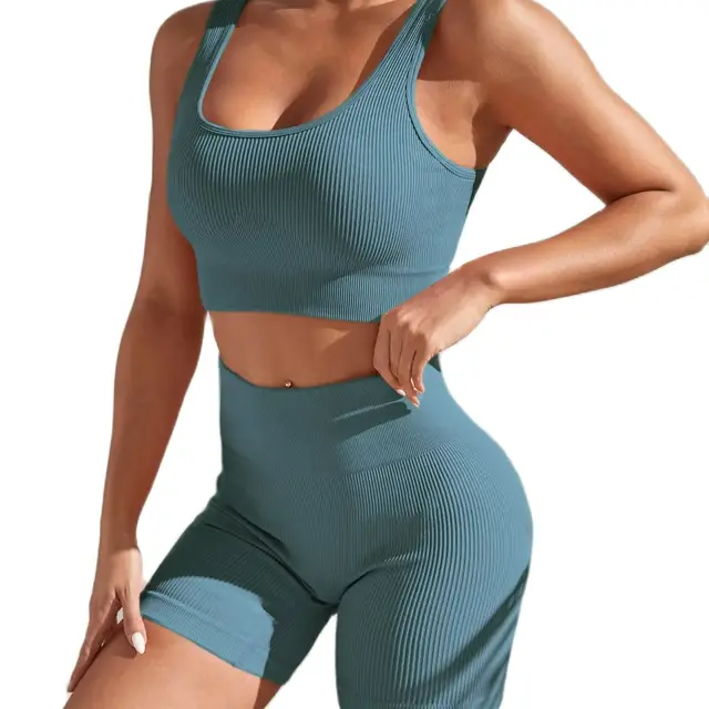 New Arrival Fashion Seamless  Exercise Body-Tight Quick Dry Moisture Absorption High Waist Hip Yoga Fitness Set for Women