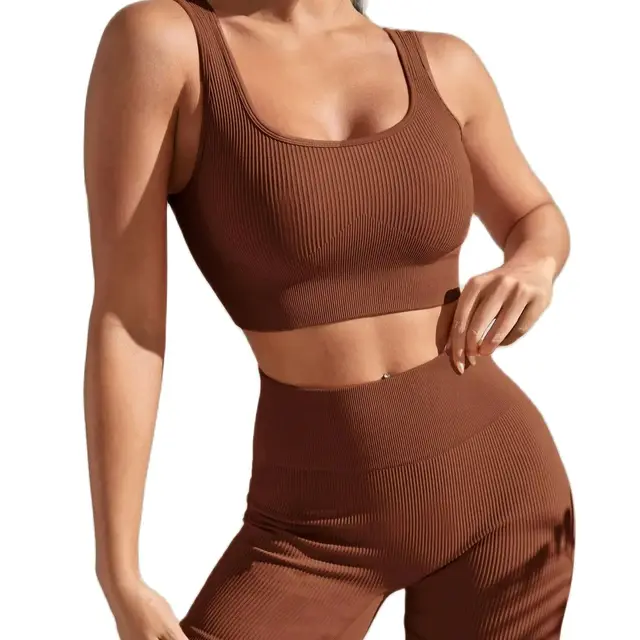 New Arrival Fashion Seamless  Exercise Body-Tight Quick Dry Moisture Absorption High Waist Hip Yoga Fitness Set for Women