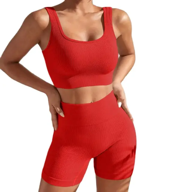 New Arrival Fashion Seamless  Exercise Body-Tight Quick Dry Moisture Absorption High Waist Hip Yoga Fitness Set for Women