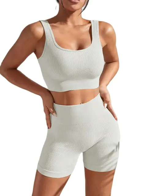 New Arrival Fashion Seamless  Exercise Body-Tight Quick Dry Moisture Absorption High Waist Hip Yoga Fitness Set for Women