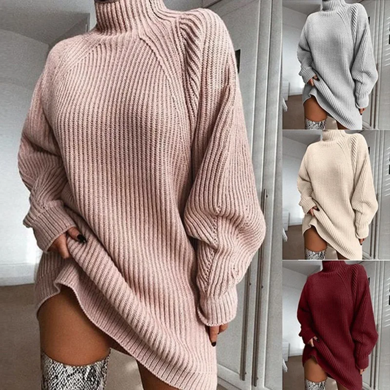 Pullovers Women Long Sweaters Winter Sweater Long Raglan Sleeve Half Turtleneck Sweaters Women Fashion MMY119212