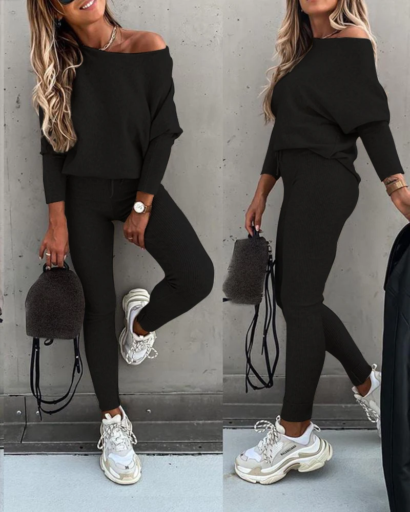 Fashion Tracksuit 2 Piece Set Autumn Winter Pullover Top + Long Pants Sports Suit Female Sweatshirt Sportswear Suit For Woman