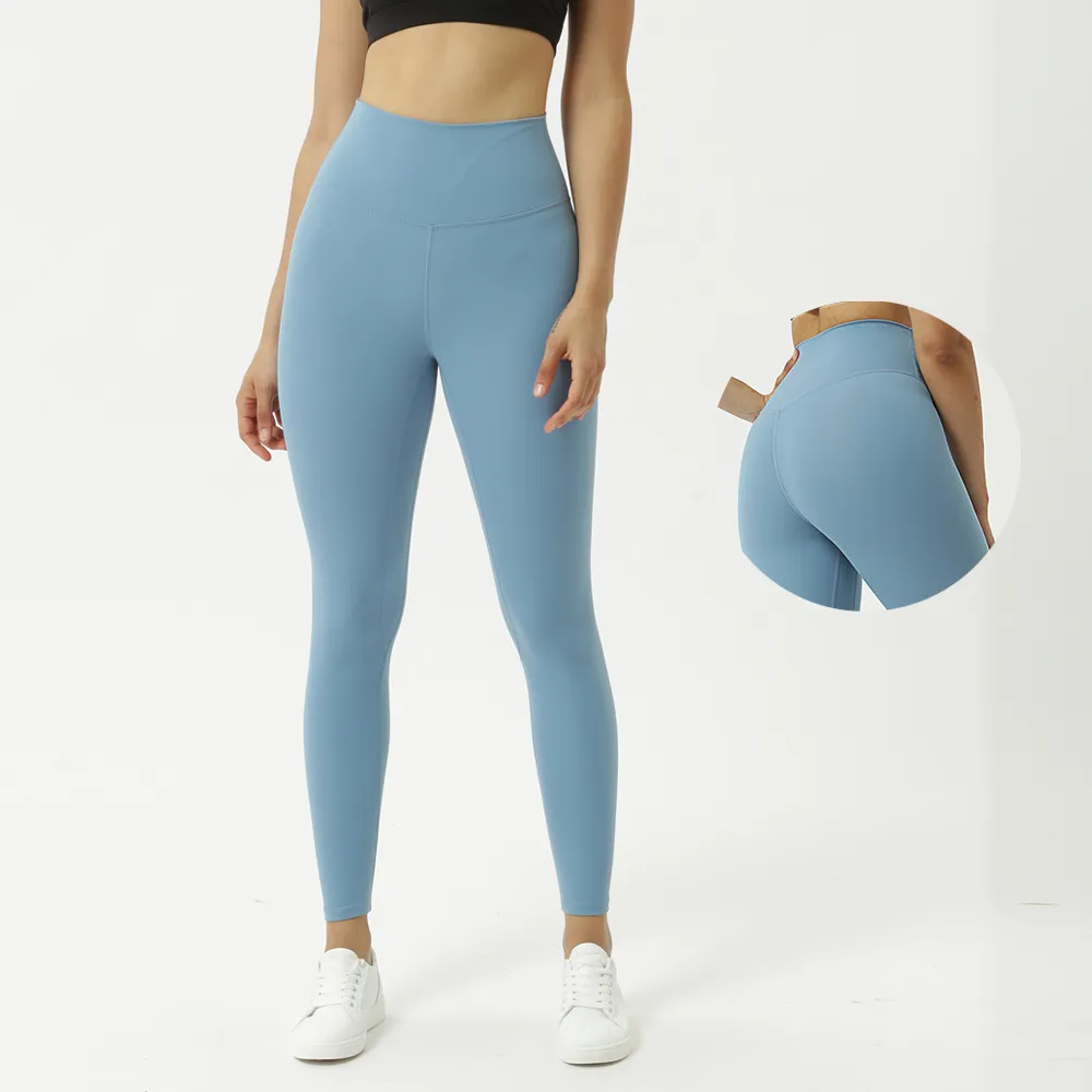 Soild Color Women Yoga Leggings High Waist Elastic Good Quality Sports Pants Lulu Fitness Running Girl Gym Outdoor Tights