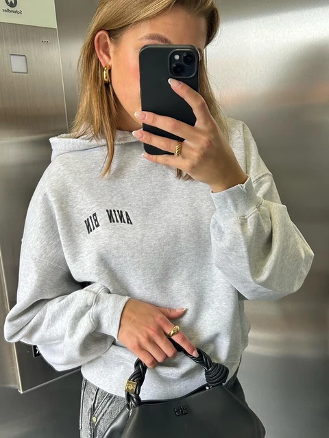 Letter Oversized Hoodies for Women Autumn Winter Clothing Loose Hooded Sweatshirt Tops Fashion Pullovers Sweatshirts Female