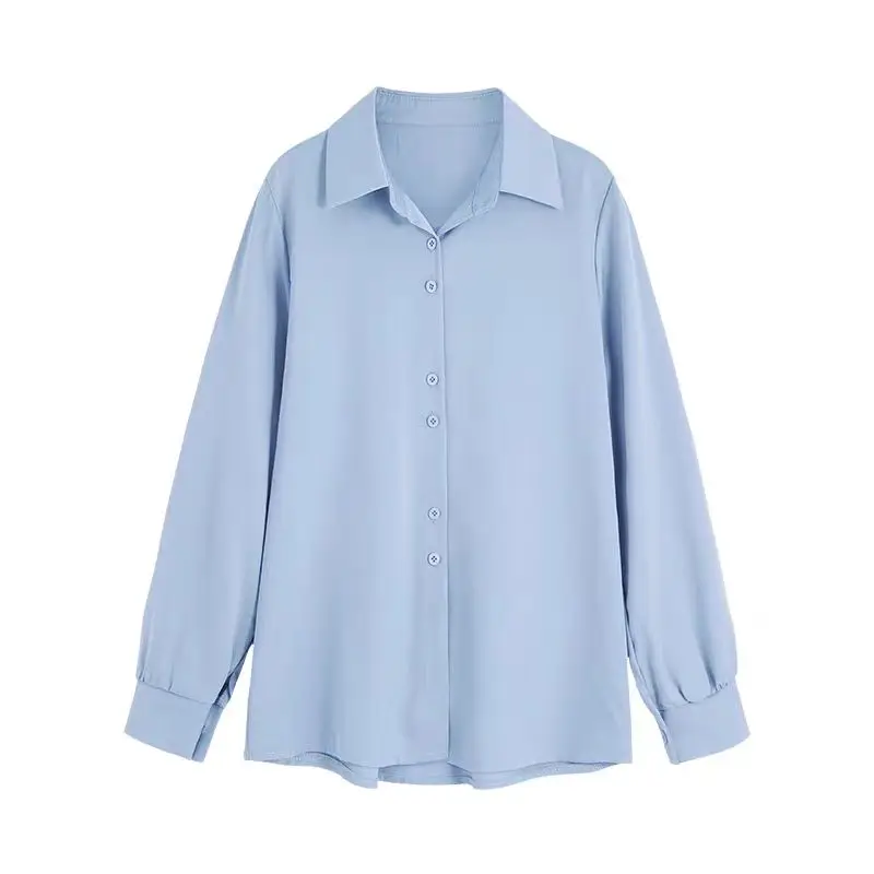 Women's Long-sleeved Shirt Spring Fashion Solid Color Temperament Single-breasted Blouse Office Lady Wear Female Clothing