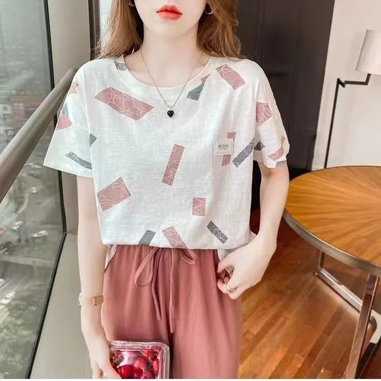 Women Summer Style Blouses Tops Lady Casual Short Sleeve O-Neck Flower Printed Blusas Tops SP1512