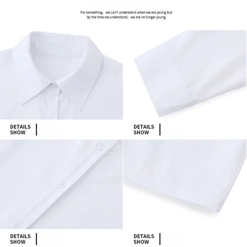 White Shirt Women Fashion Business Shirts Office Lady Long Sleeve Blouse L-6XL Women Clothing Button Shirt Plus Size Ladies Tops