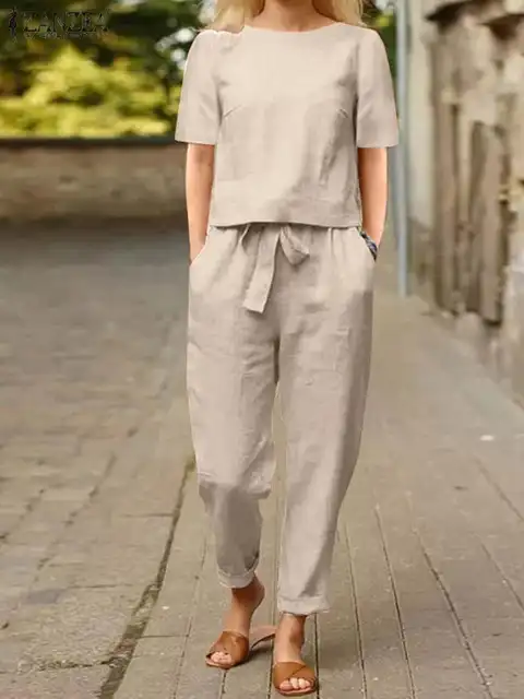 Summer Women Short Sleeve Blouse Harem Pants Sets 2PCS Solid Tracksuit Two Piece Sets Loose Outifit Casual Matching Sets