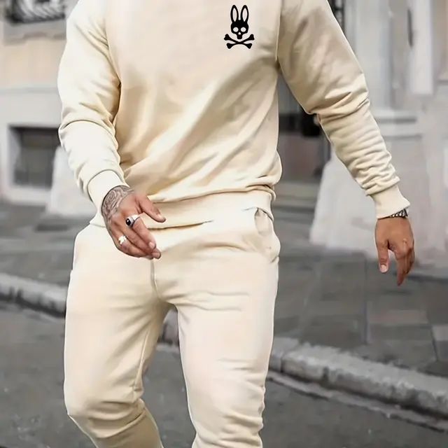 Men's Autumn Winter Long Sleeved Sweater Pants Set