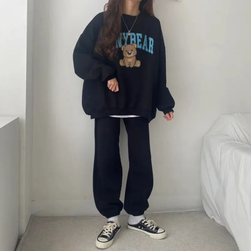 Women's Tracksuit Tinybear Sport Suits Hoodie Casual Long Sleeve Sweatshirts and Trousers Fleece Two Piece Sets