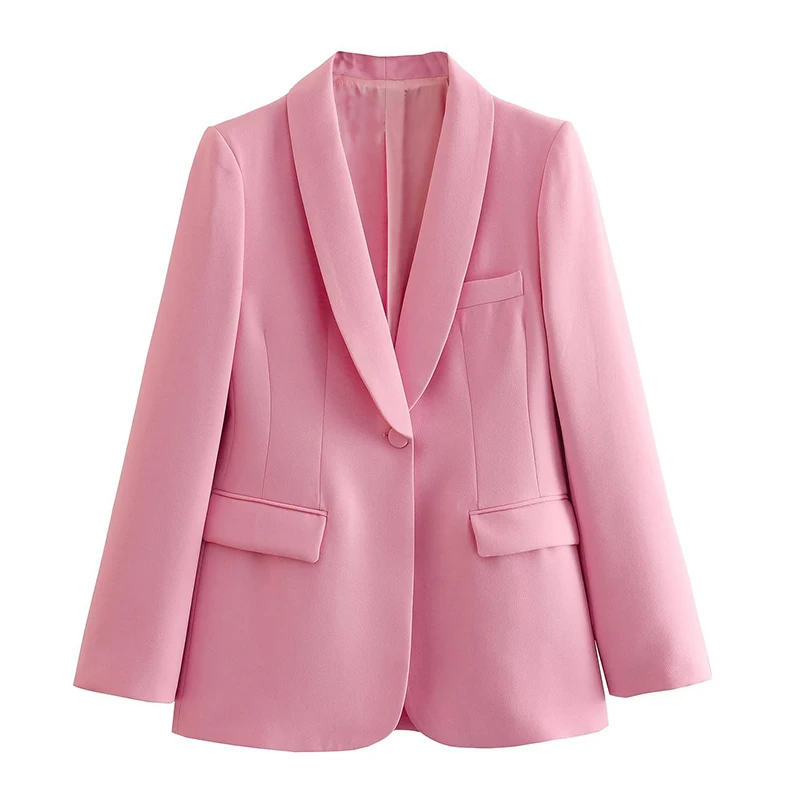 Pink Blazer Suits Long Sleeve Blazer High Waist Pants Suit Autumn Winter 2 Piece Set Office Lady Streetwear Two Suit Clothes