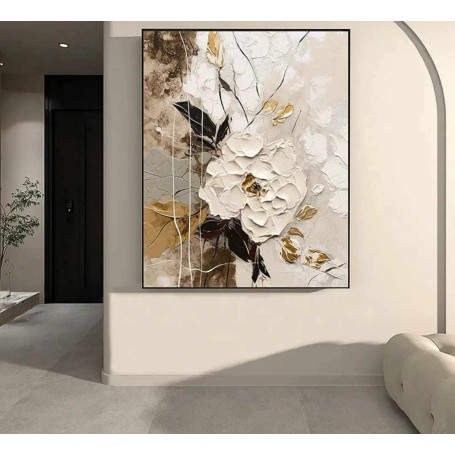 Abstract White Flower Oil Painting On Canvas Print Wall Art Picture Paintings Modern Home Living Room Decor Cuadros