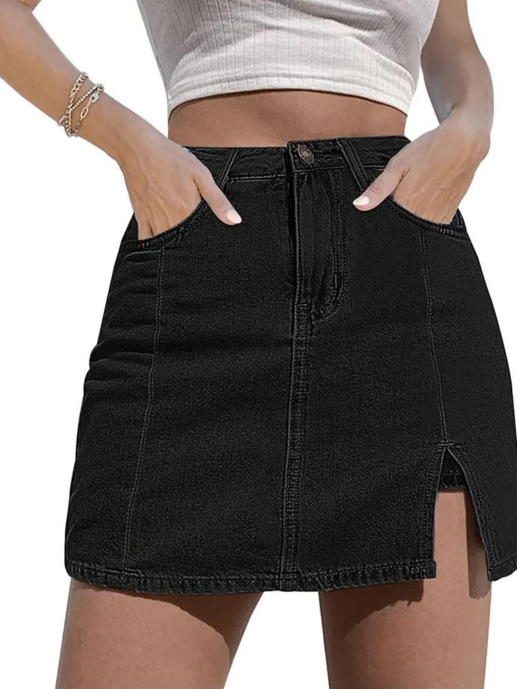 Womens Summer Dresses Shorts Denim Ripped Jeans High Waist Dress With Pockets
