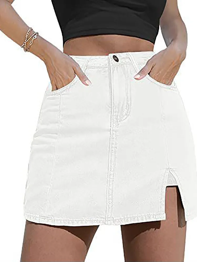 Womens Summer Dresses Shorts Denim Ripped Jeans High Waist Dress With Pockets