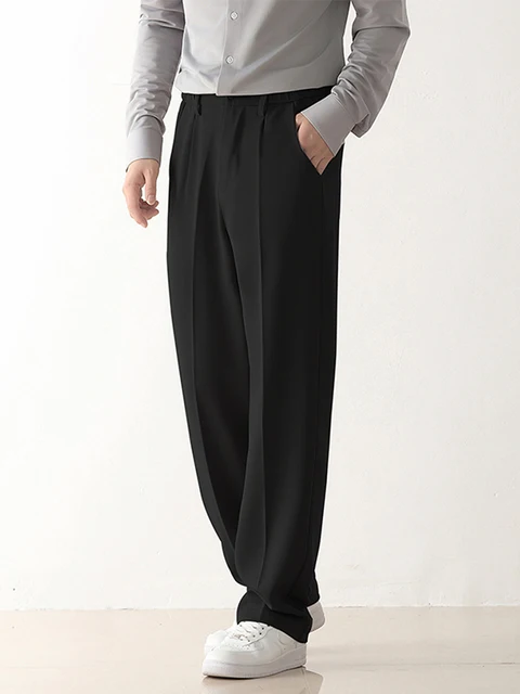 【2plan】Soft Semi-Wide Slacks Spring Autumn Casual Pants Men Korean Fashion Stretched