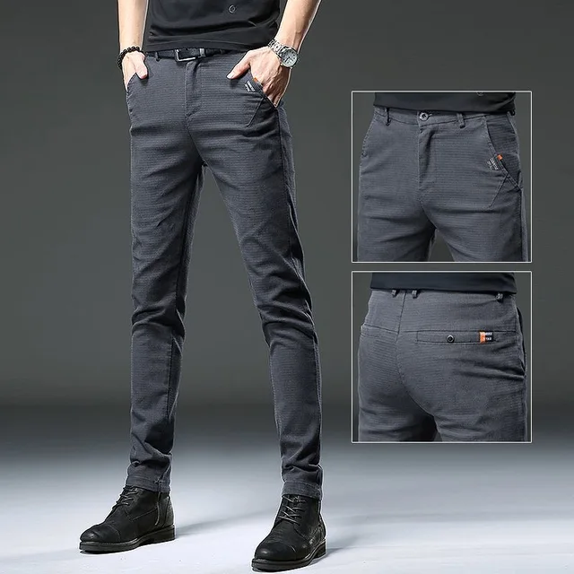 Spring and Autumn New Classic Fashion Solid Color Elastic Jeans Men's Casual Slim Breathable High-Quality Small Feet Pants