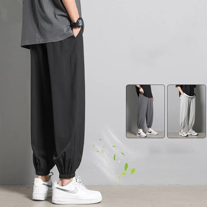 Fashion Men Spring Summer Versatile Casual Pants Aesthetic Koreon Pocket Elastic Waist New Black Grey Joggers Sports Trousers