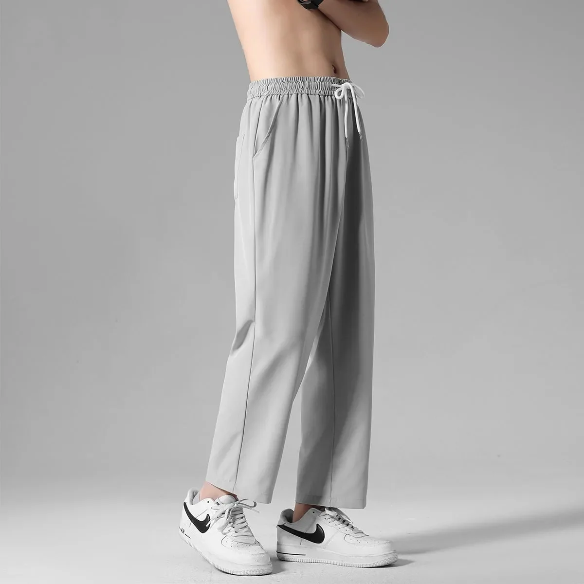 Fashion Men Spring Summer Versatile Casual Pants Aesthetic Koreon Pocket Elastic Waist New Black Grey Joggers Sports Trousers