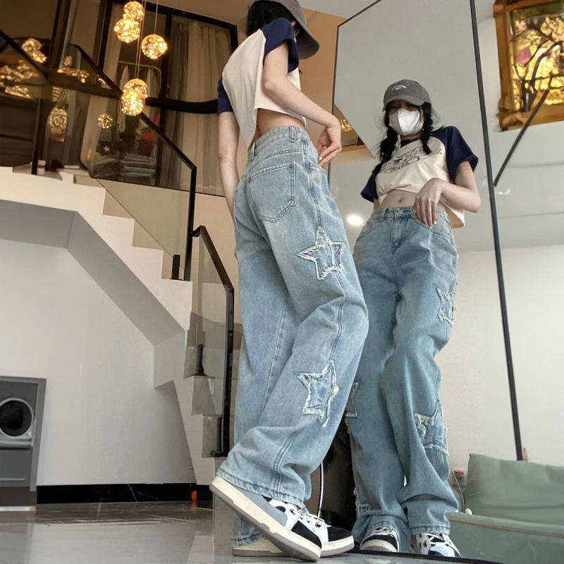 Baggy Jeans Y2k Women Korean Style Summer Straight Wide Leg Pants High Waist Woman Loose Denim Trousers 90s Vintage Clothes