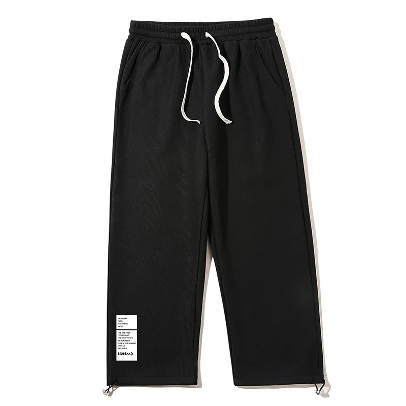 Men's Fashion Sweatpants Waffle Comfortable Man Black Pant Letter Print Autumn Casual Wear Sports Trouser Joggers  5XL Trendy