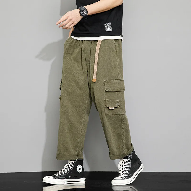 Hip Hop Autumn  Cargo Street Pants Men Multi-Pockets Cotton Casual Wide Pants Male Workwear Loose Trousers Big Size 8XL
