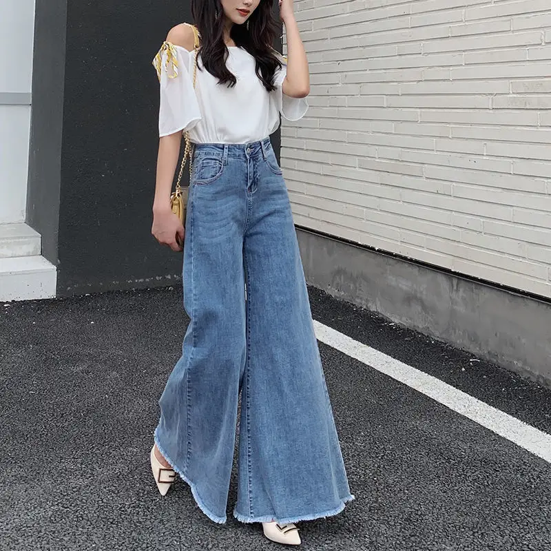 Women's Mom Jeans Woman High Waist Pants for Women Harajuku Fashion Flared Trousers Wide Leg Pant Korean Streetwear Y2k Urban