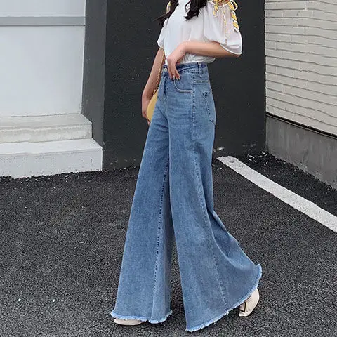 Women's Mom Jeans Woman High Waist Pants for Women Harajuku Fashion Flared Trousers Wide Leg Pant Korean Streetwear Y2k Urban