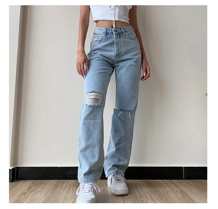 Pants Female Women's Jeans Large Size Boyfriend Jean Women Jeans Y2K Pants High Waist Mom Ripped Jeans 2021 Stright Trousers