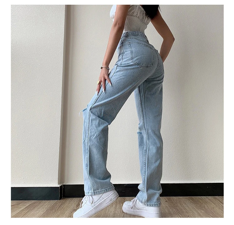 Pants Female Women's Jeans Large Size Boyfriend Jean Women Jeans Y2K Pants High Waist Mom Ripped Jeans 2021 Stright Trousers