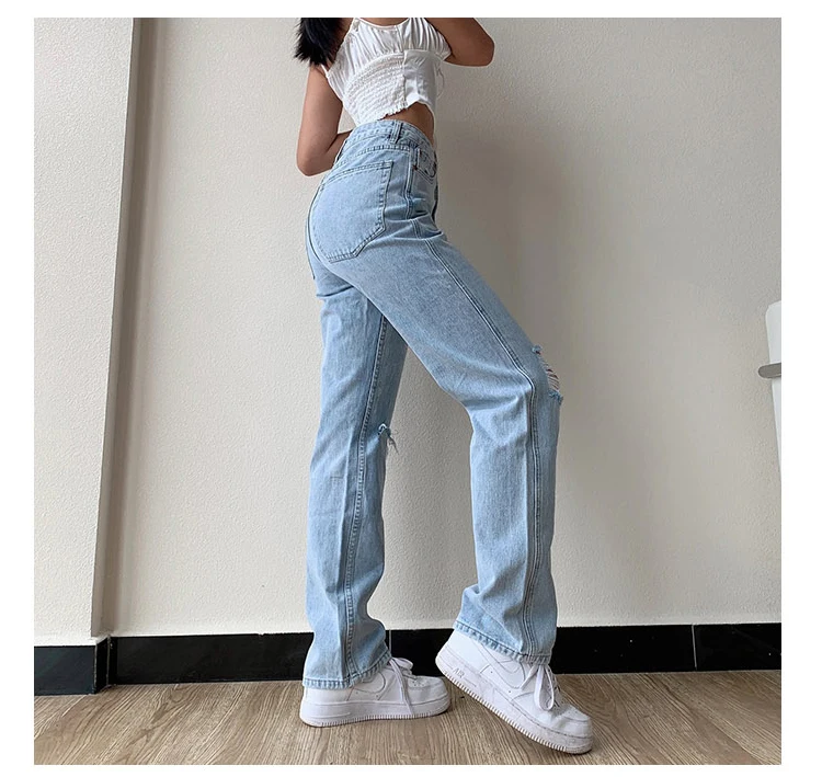 Pants Female Women's Jeans Large Size Boyfriend Jean Women Jeans Y2K Pants High Waist Mom Ripped Jeans 2021 Stright Trousers