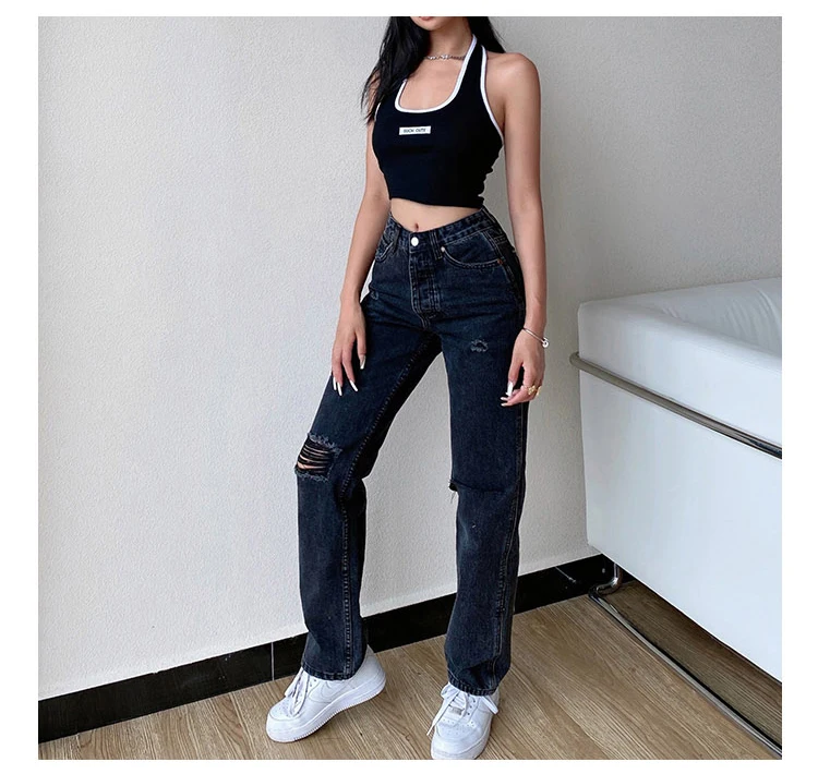 Pants Female Women's Jeans Large Size Boyfriend Jean Women Jeans Y2K Pants High Waist Mom Ripped Jeans 2021 Stright Trousers