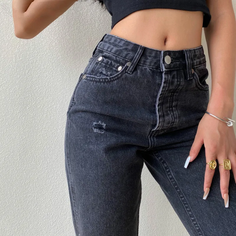 Pants Female Women's Jeans Large Size Boyfriend Jean Women Jeans Y2K Pants High Waist Mom Ripped Jeans 2021 Stright Trousers