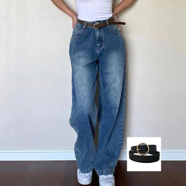 Dark Blue Baggy Jeans Women Grunge Y2K High Waist Wide Leg Denim Trousers Woman Fashion Boyfriend Mom Pants Female