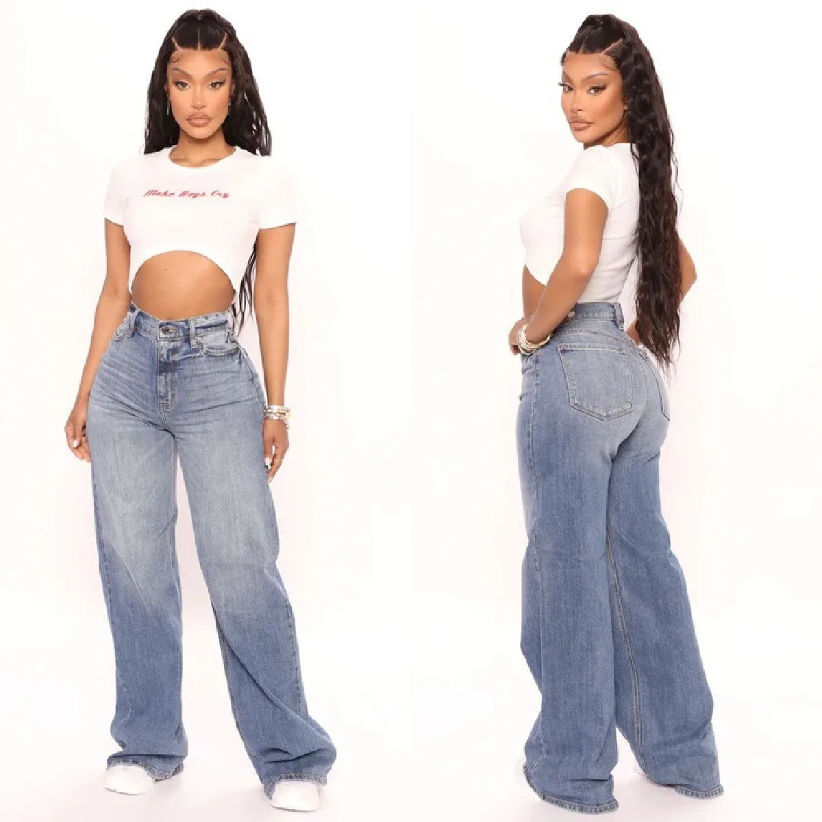 High Waist Baggy Jeans For Women Fashion Loose Denim Wide Leg Pants Casual Female Clothing XS-XL Drop Shipping