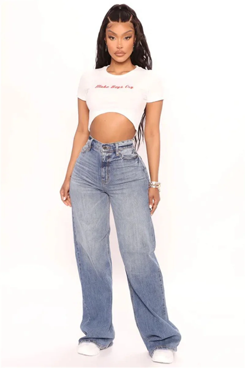 High Waist Baggy Jeans For Women Fashion Loose Denim Wide Leg Pants Casual Female Clothing XS-XL Drop Shipping