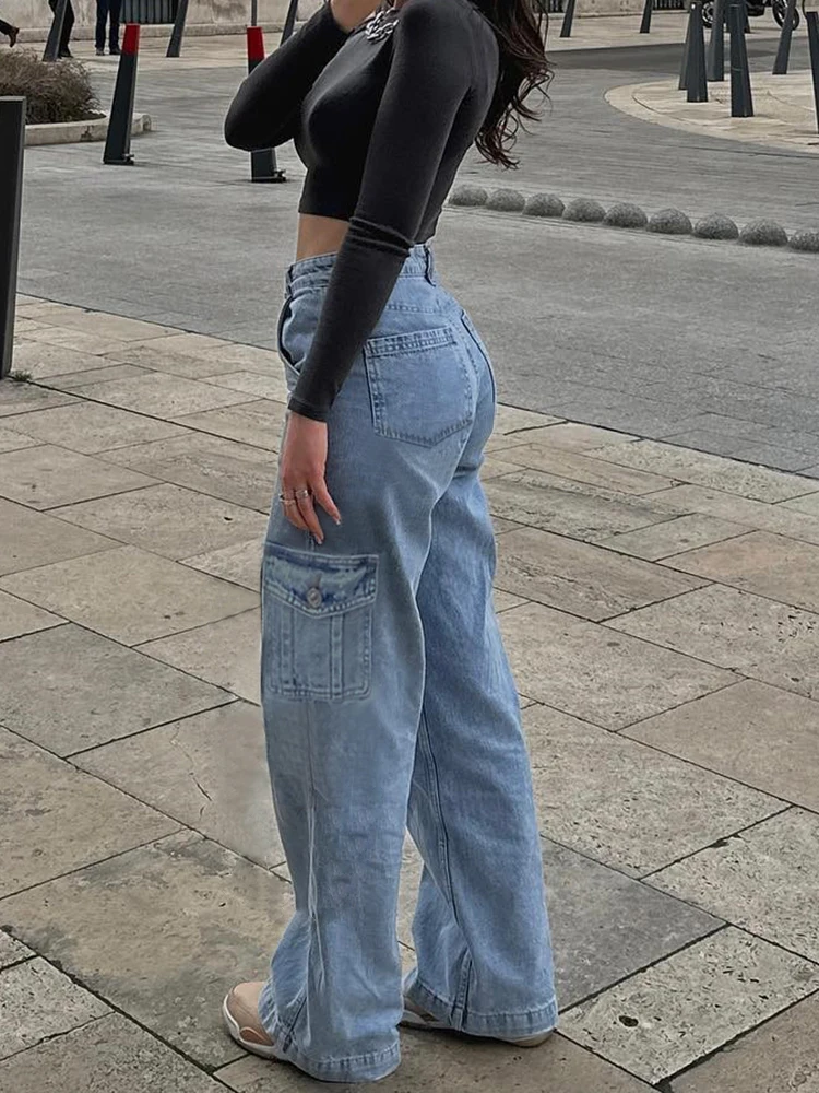 High Waist Sexy Jeans Women Clothing Vintage Aesthetics Fashion 90s Casual Baggy Denim Y2K Streetwear Wide Leg Straight Trousers